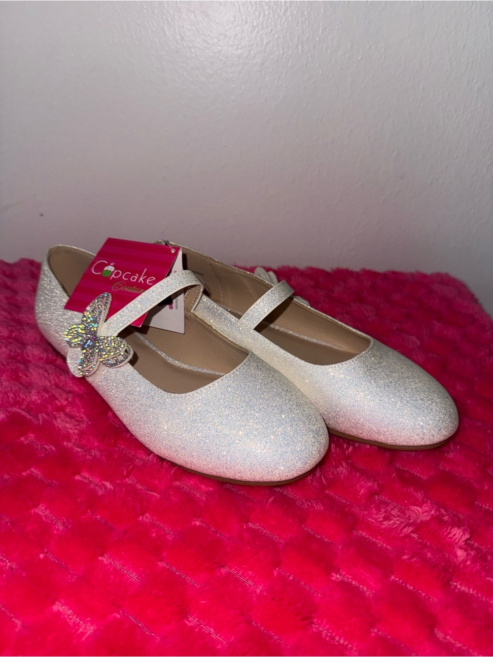 Cupcake Couture Girls Glitter Butterfly Mary Jane Flats | Size 3 | NWT